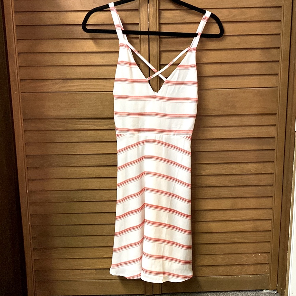 Lush white with red stripe dress
